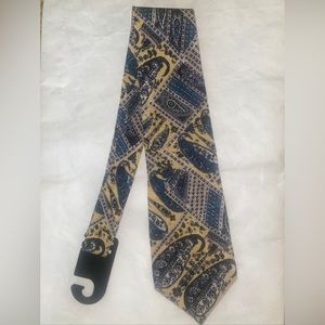 SPENCER & LOWE Four N Hand Silk Necktie Tie Yellow Blue Paisley $25 USA lcsr